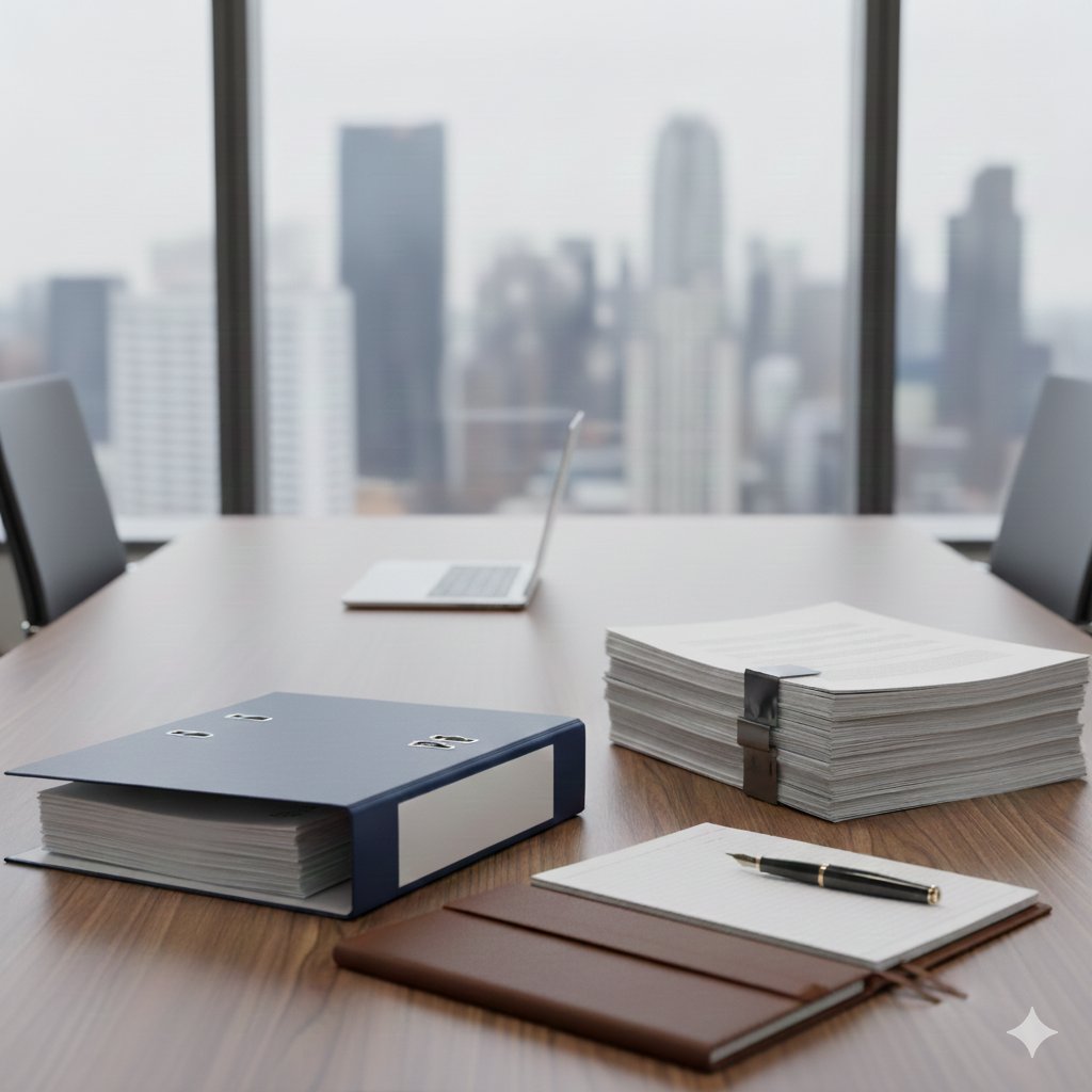 Office desk with corporate documents
