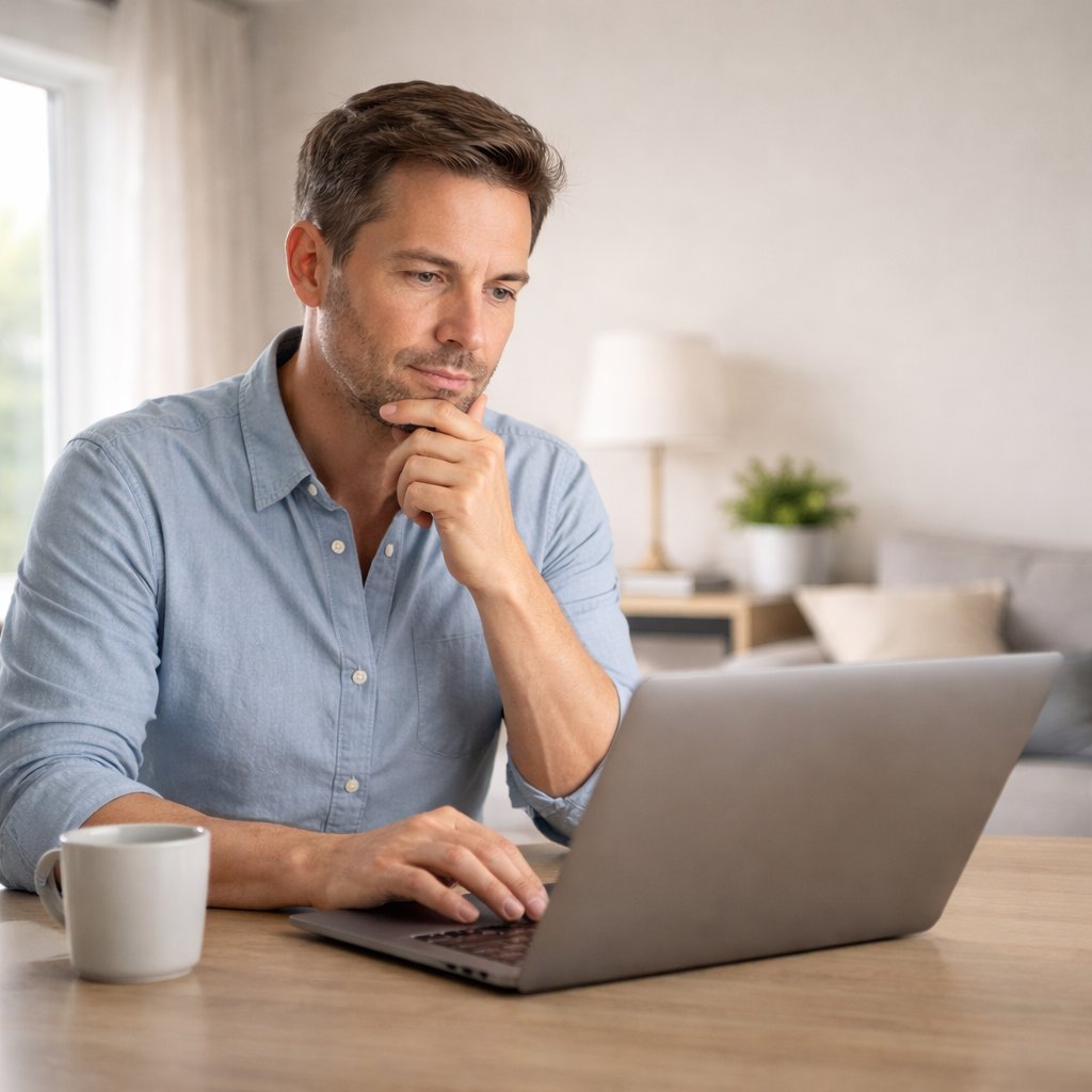 Person filling out legal forms alone online